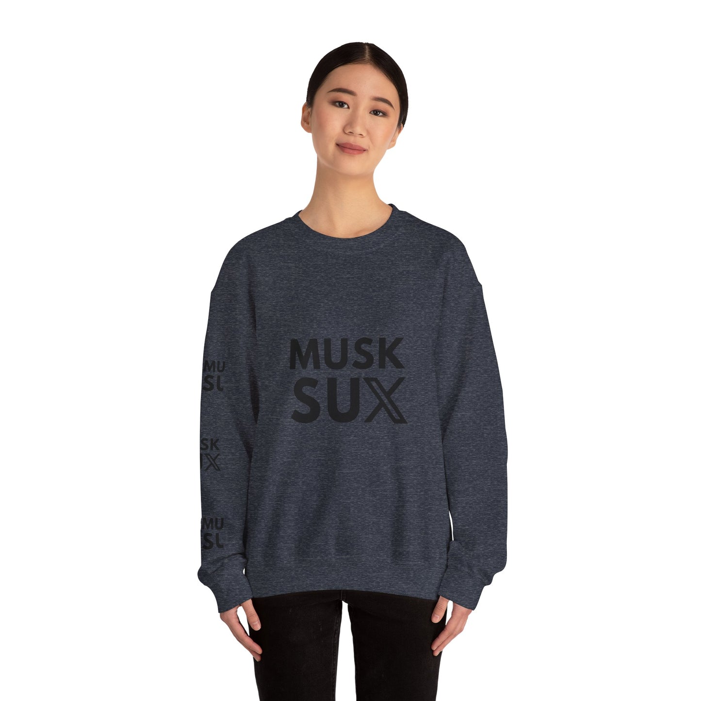 Musk SUX Unisex Crewneck Sweatshirt | Casual Comfort with Bold Statement | Ideal for Everyday Wear, Gifts & Chill Vibes