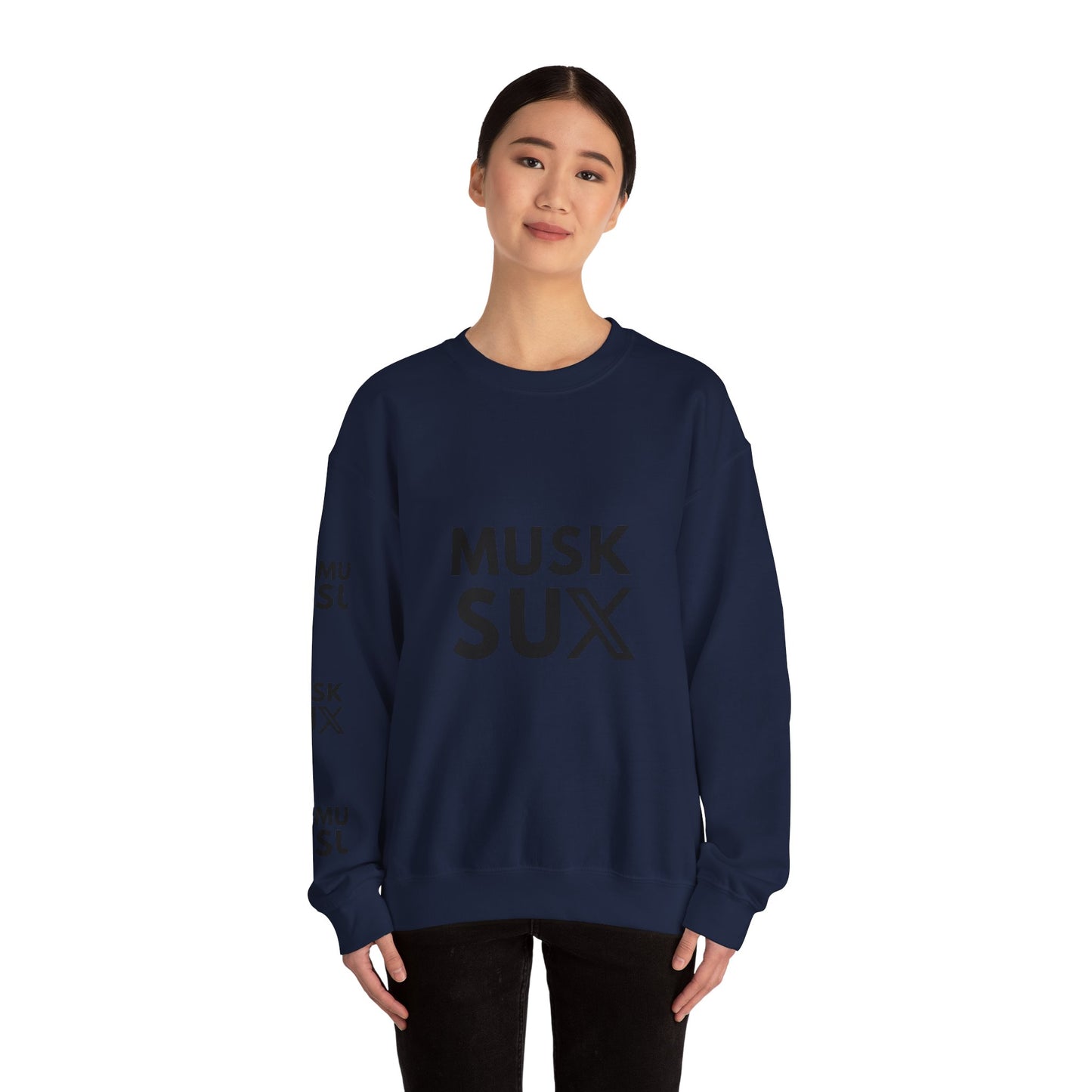 Musk SUX Unisex Crewneck Sweatshirt | Casual Comfort with Bold Statement | Ideal for Everyday Wear, Gifts & Chill Vibes