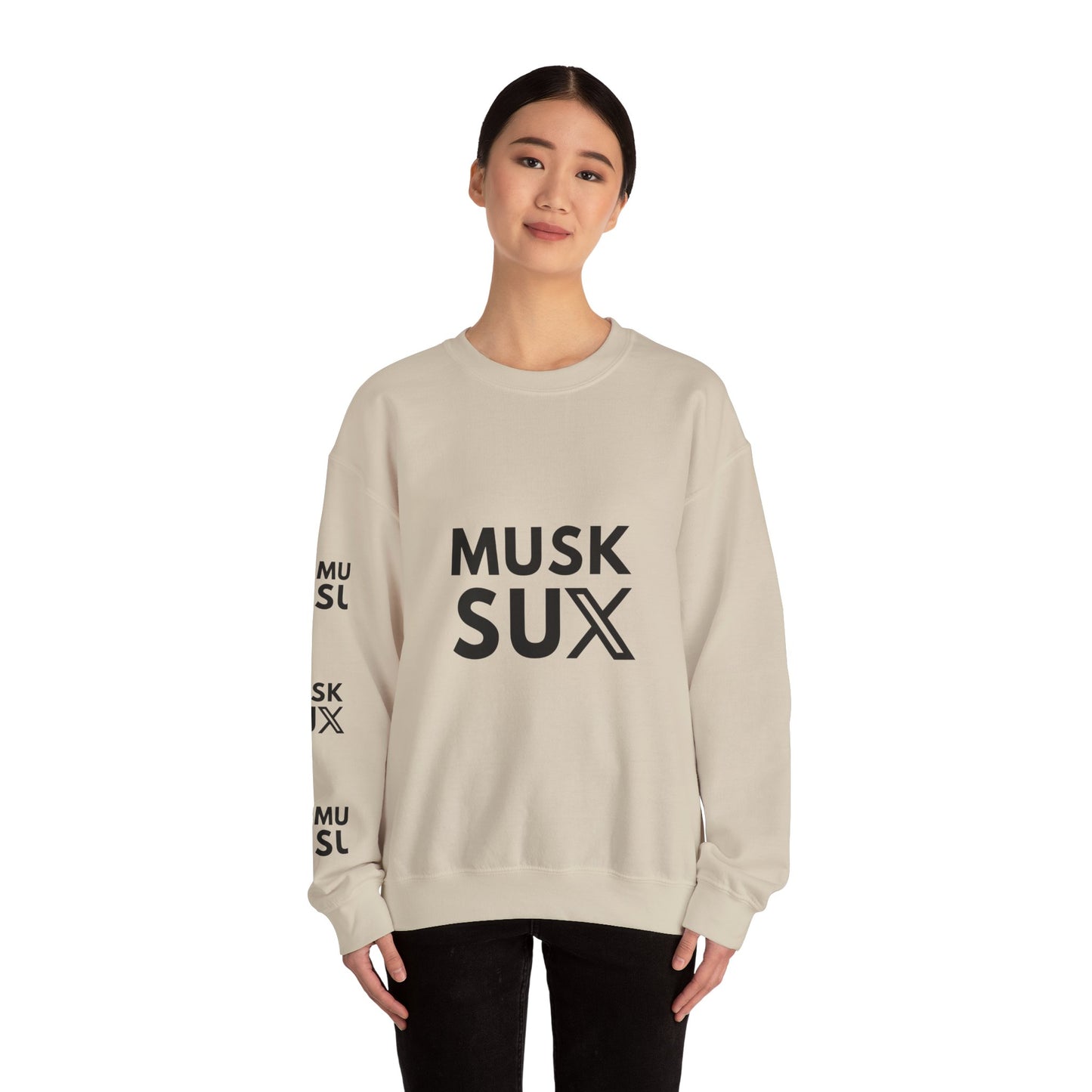 Musk SUX Unisex Crewneck Sweatshirt | Casual Comfort with Bold Statement | Ideal for Everyday Wear, Gifts & Chill Vibes