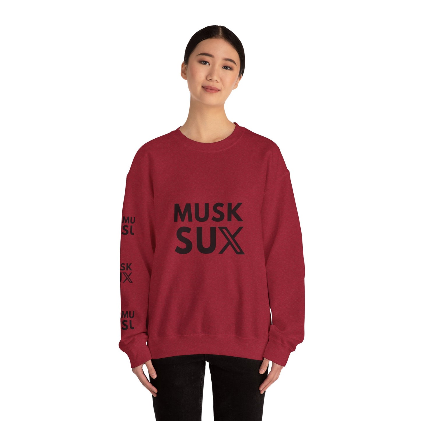 Musk SUX Unisex Crewneck Sweatshirt | Casual Comfort with Bold Statement | Ideal for Everyday Wear, Gifts & Chill Vibes