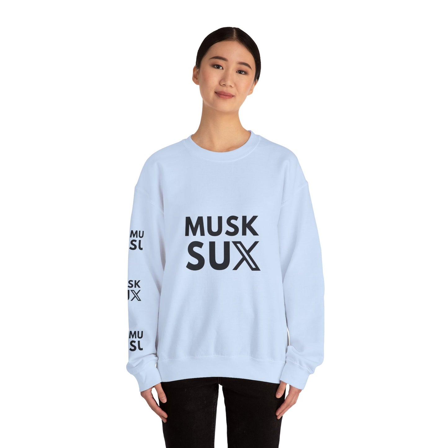 Musk SUX Unisex Crewneck Sweatshirt | Casual Comfort with Bold Statement | Ideal for Everyday Wear, Gifts & Chill Vibes